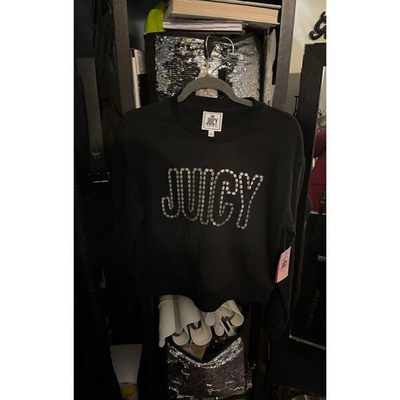 Nwt juicy couture black crown logo cropped queen sweatshirt - Picture 9 of 9